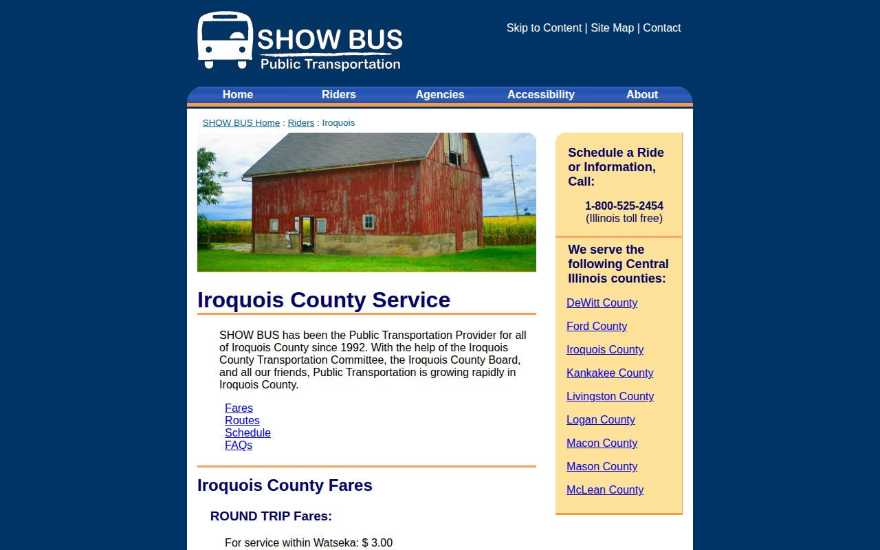 SHOW BUS service information for Iroquois County