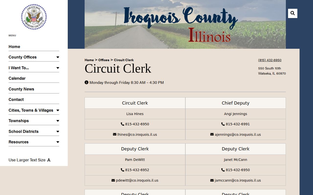 Iroquois County Circuit Clerk records page