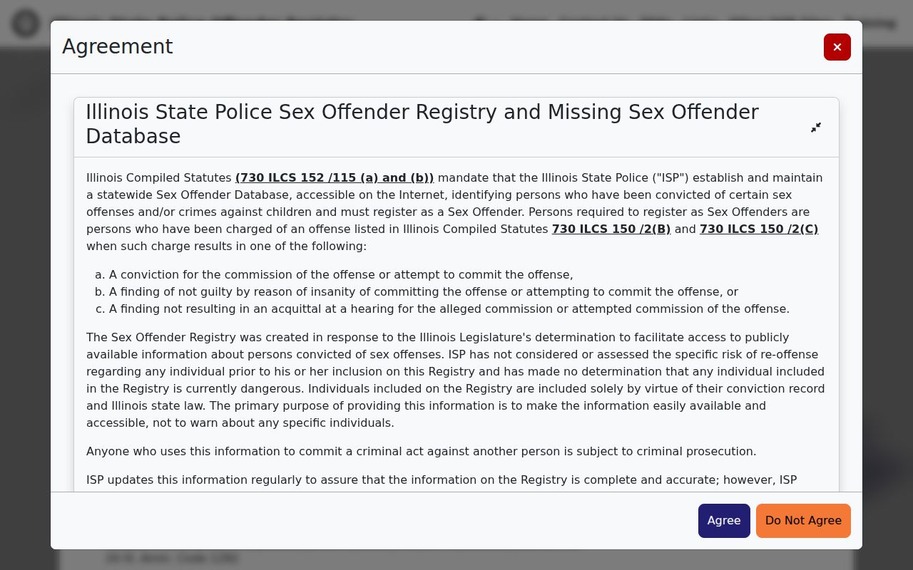 Illinois State Police Sex Offender Registry overview